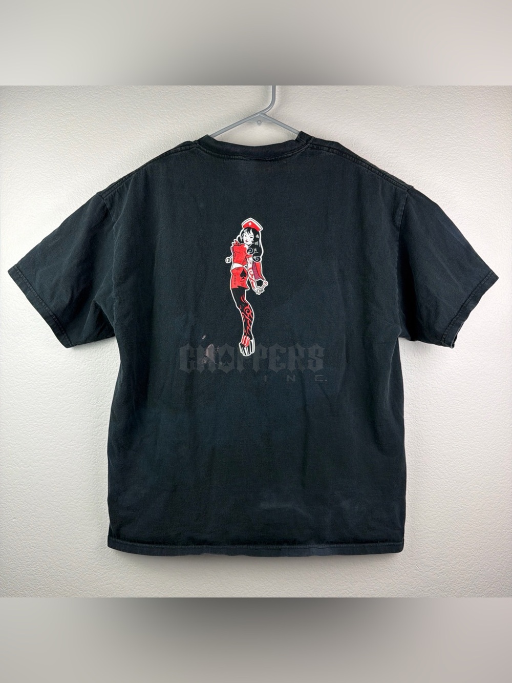 Vintage Choppers Inc Shirt Nurse Logo Black Mens Extra Large *Discolored*